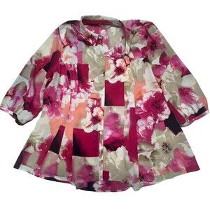 Alia Plus Size 20W Blouse Floral Abstract 3/4 Sleeve Classy Luxury Look GORGEOUS
